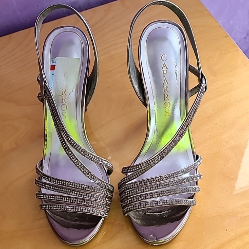 Caparros Metallic Strappy Heels